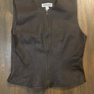 Amanda Smith Vintage Brown Leather Full Zip Vest